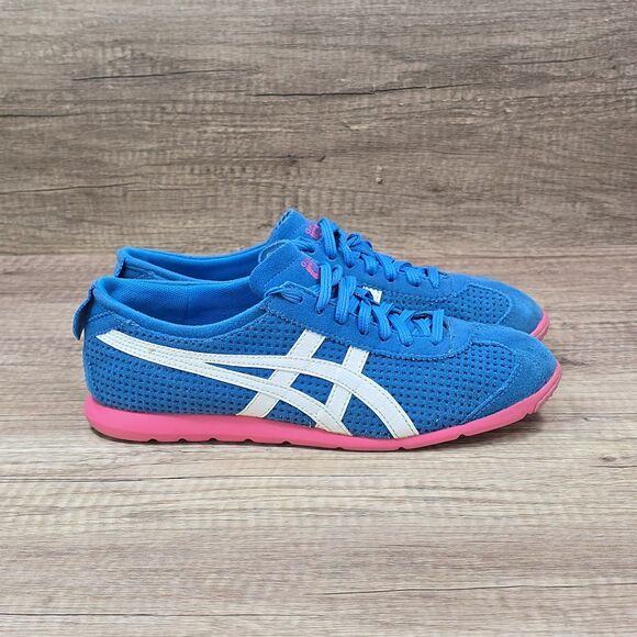 Asics Onitsuka Tiger Rio Runner Women's Size 7 Blue Pink Running Shoes (D377Y) - Picture 1 of 9
